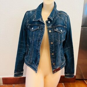 Anthropologie Pilcro & The Letterpress Distressed Blue Denim Jacket Size Medium